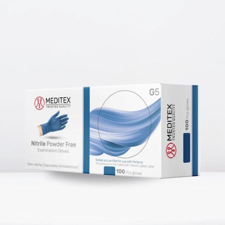 Meditex Nitrile Exam Gloves, 4 mil Palm, Latex Free, Powder-Free, Dark Blue, 100 Pk, Size L L